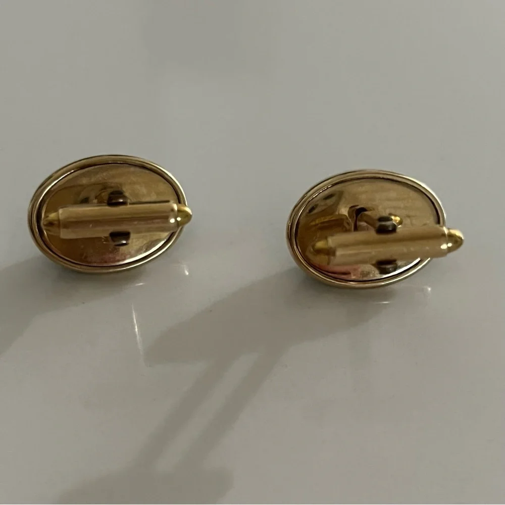 14KT R.G. ROLLED GOLD MCM Cufflinks Black Onyx Oval Cabochon Jewele Kreisler - Picture 5 of 8